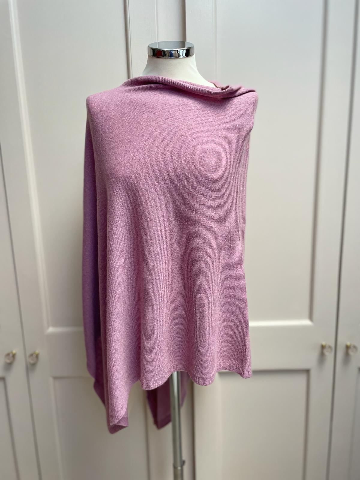 Classic cashmere blend poncho - rose pink