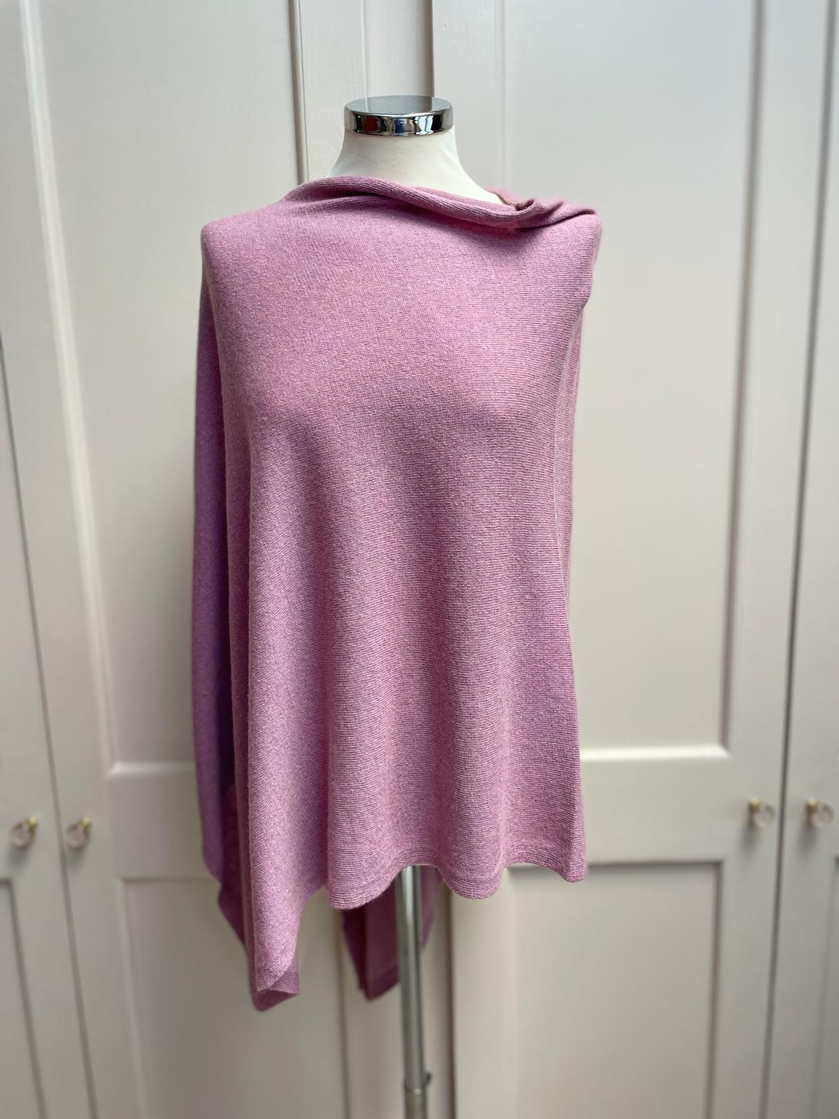 Classic cashmere blend poncho -  rose pink