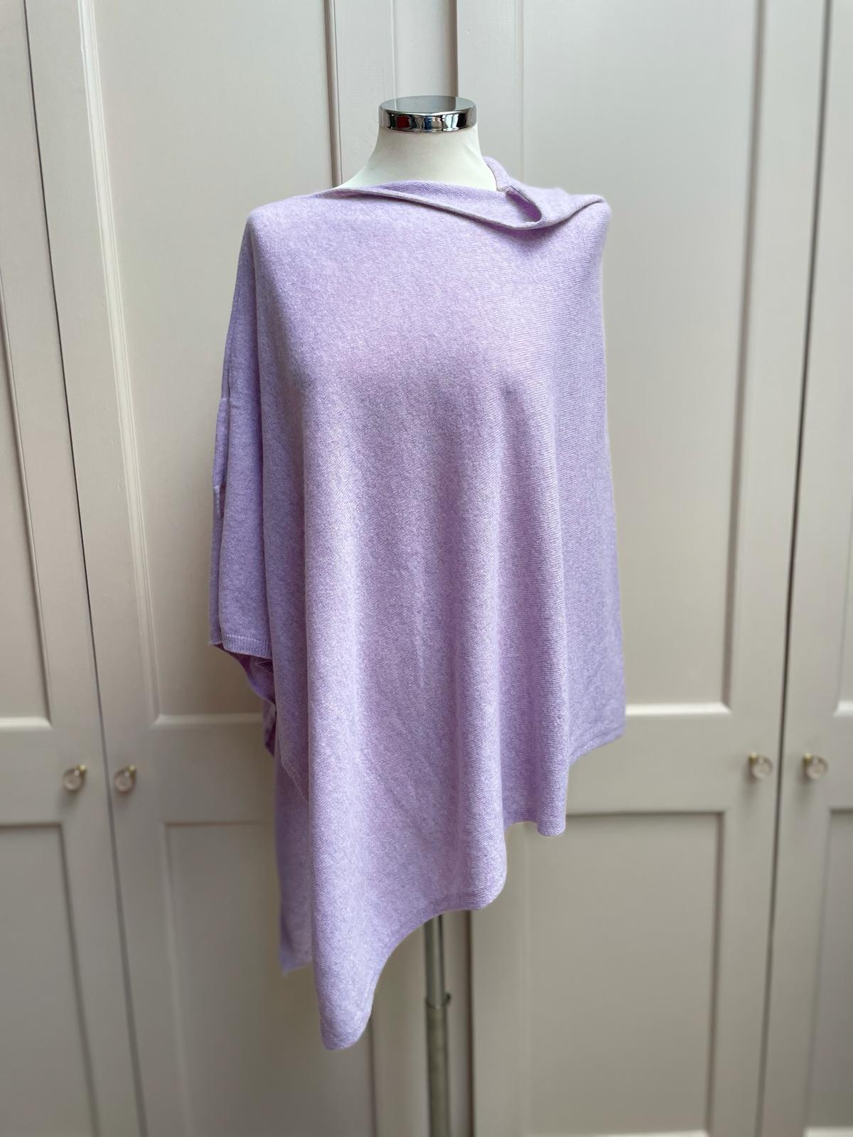 Classic cashmere blend poncho - lavender