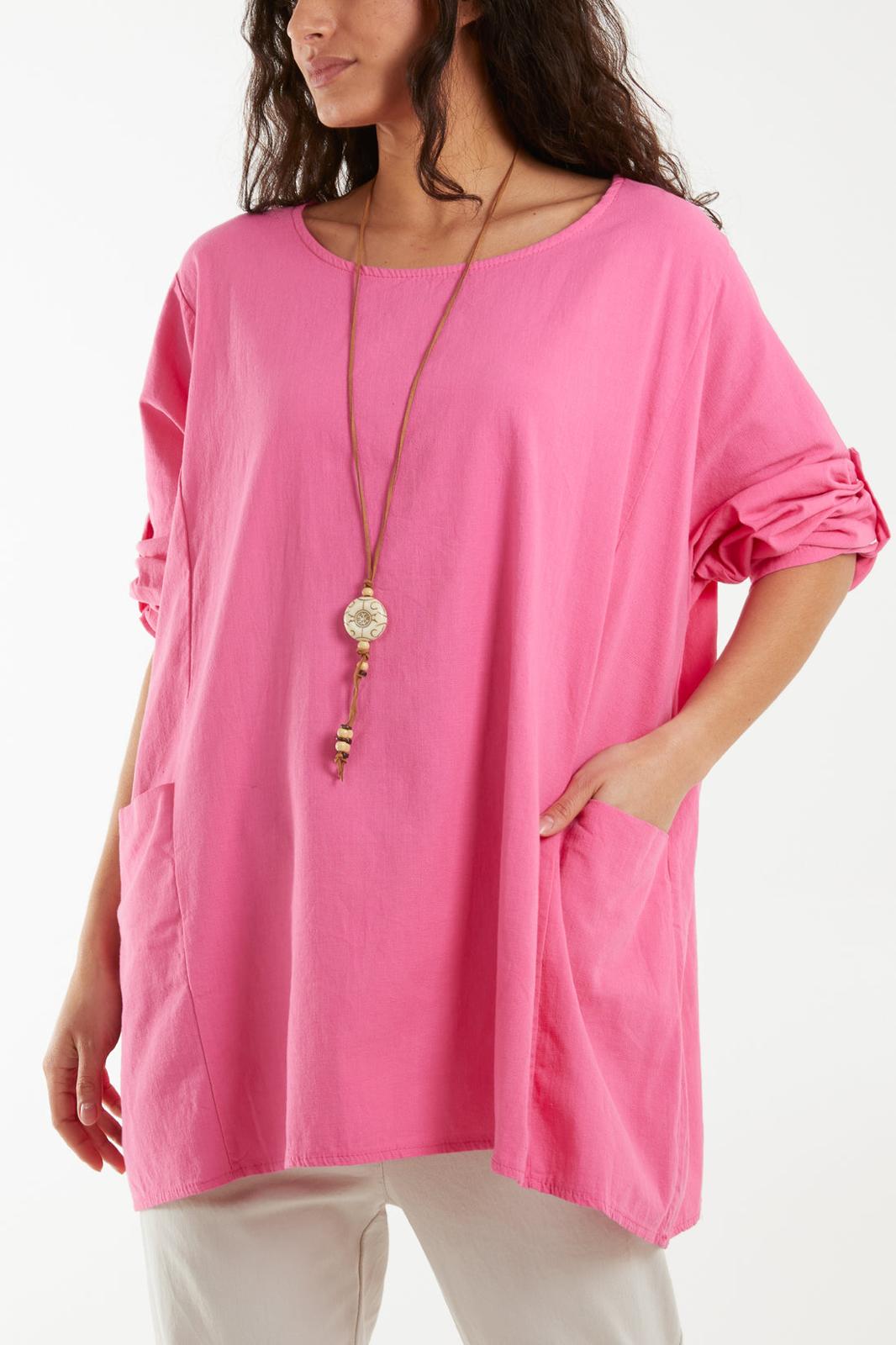 Necklace relaxed fit blouse - pink