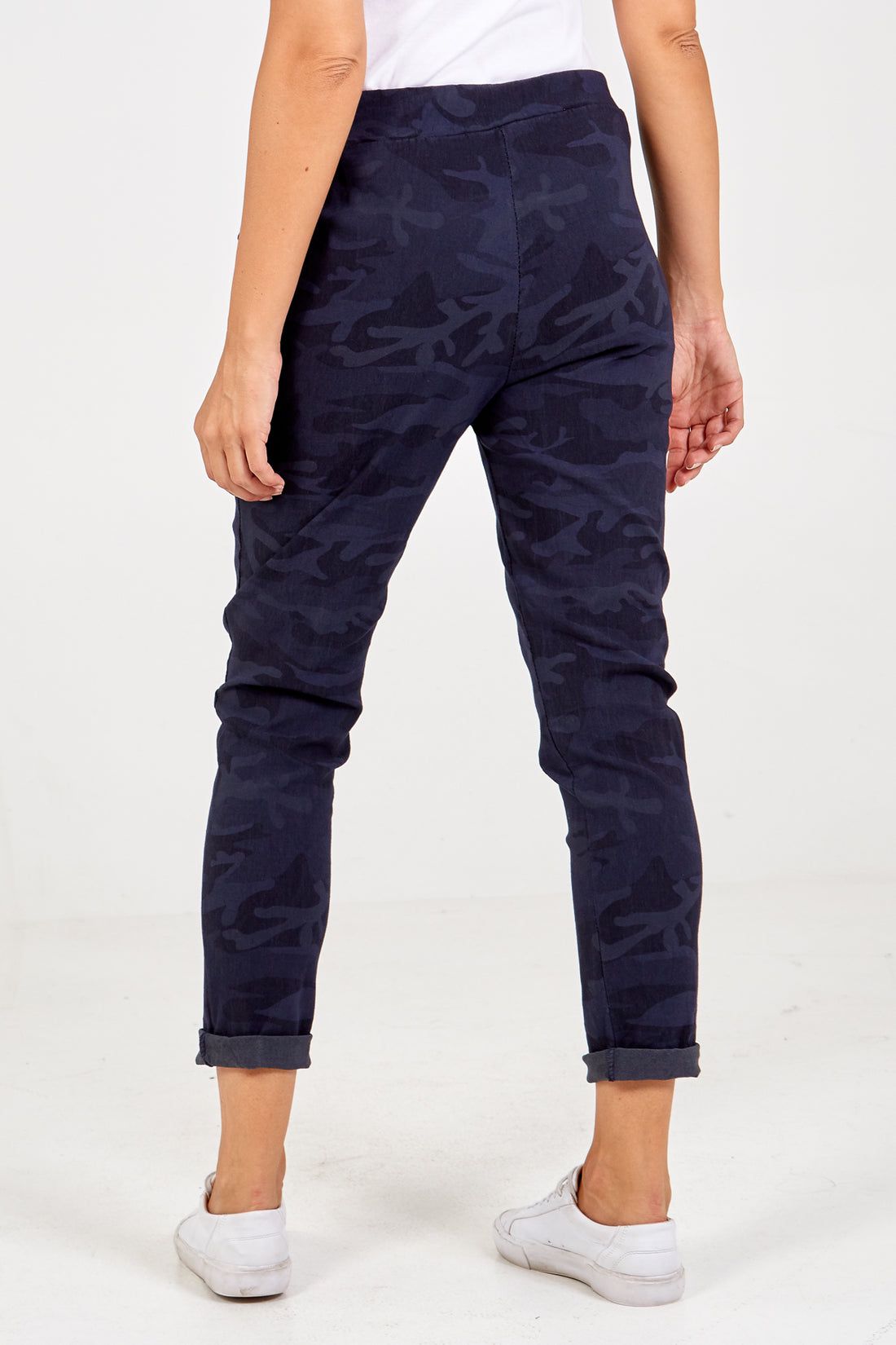 Luxury camouflage print magic trousers - dark blue