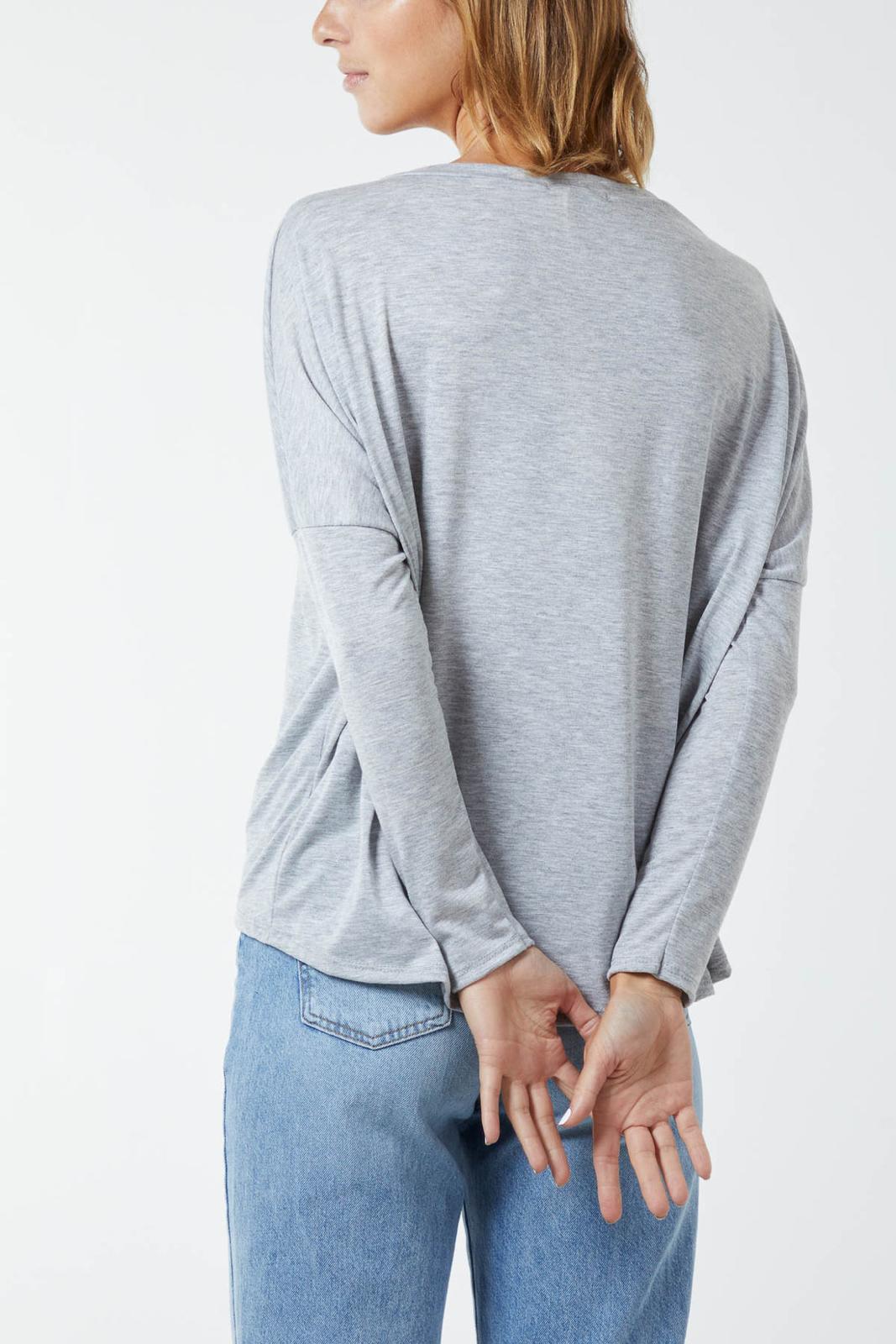 Long sleeve high low top - pale grey