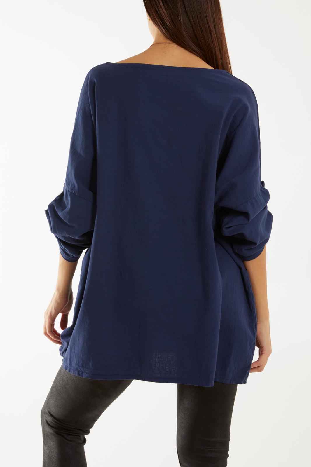 Necklace relaxed fit blouse - navy
