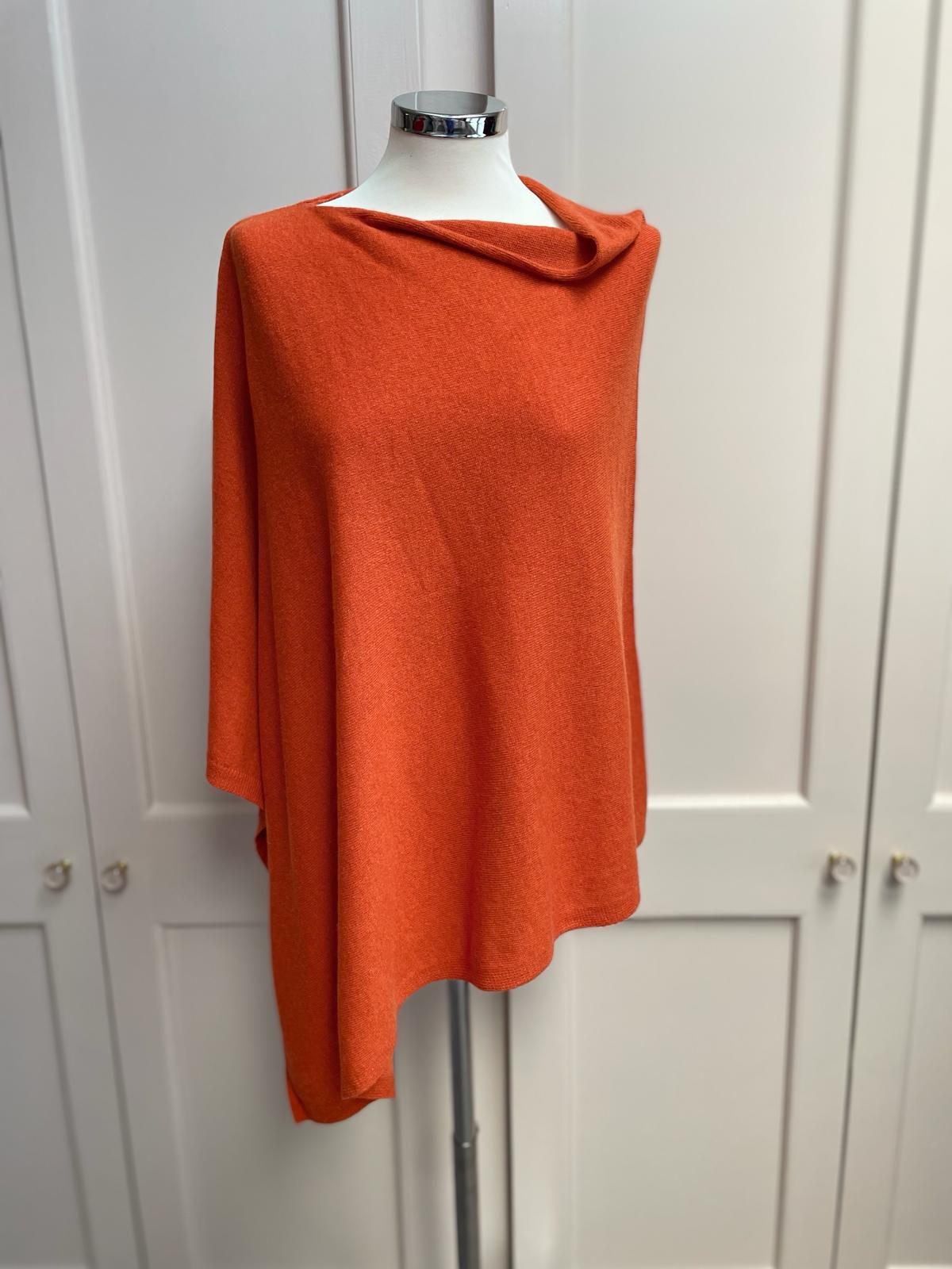 Orange cashmere poncho best sale