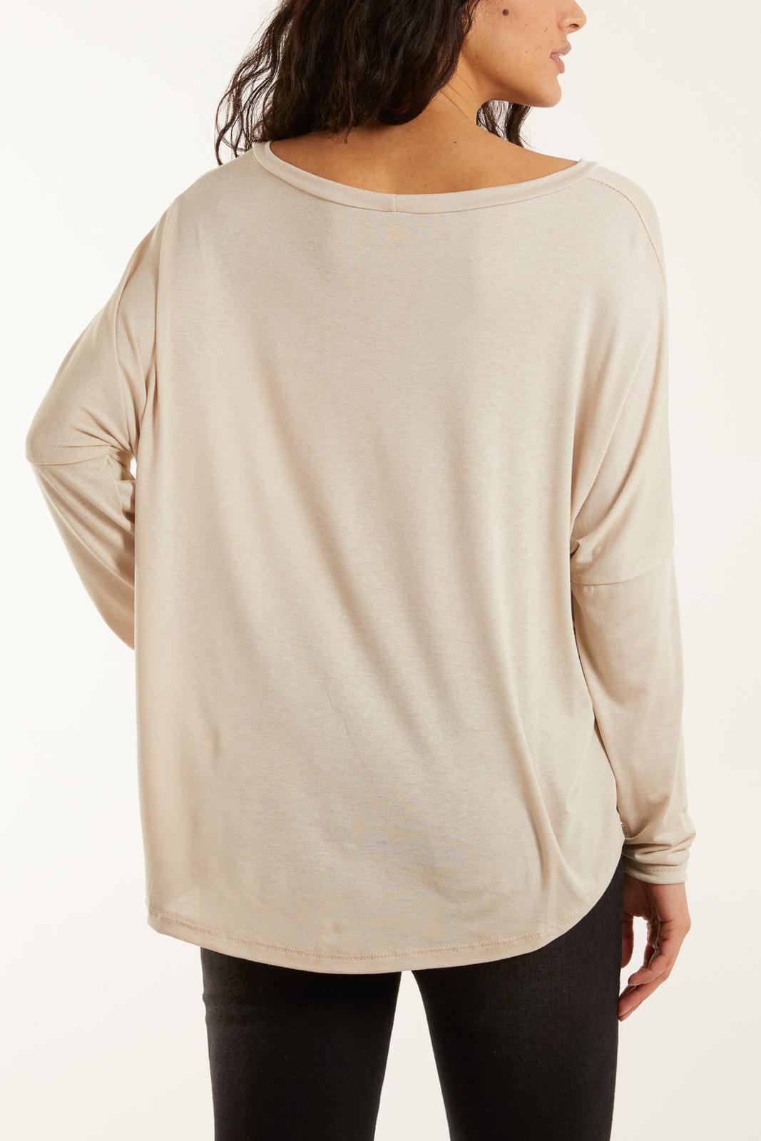 Long sleeve high low top - taupe