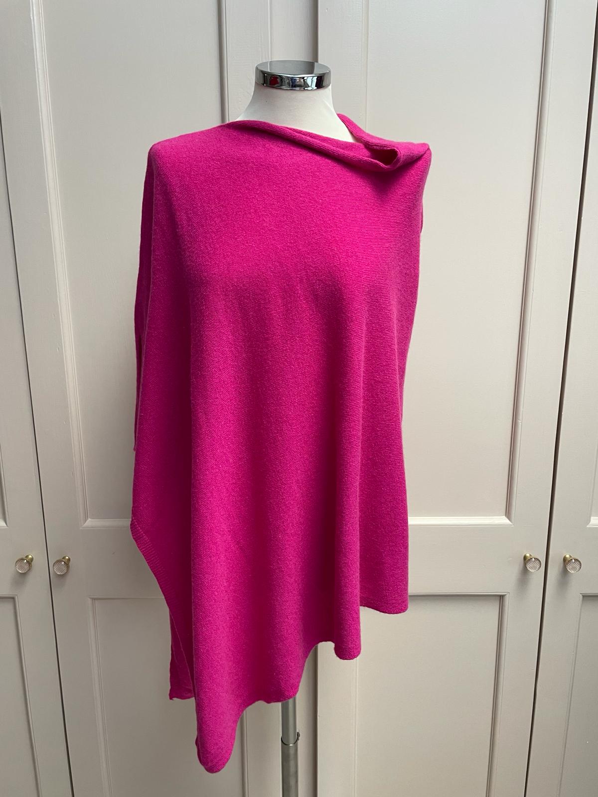 Classic cashmere blend poncho - fuchsia