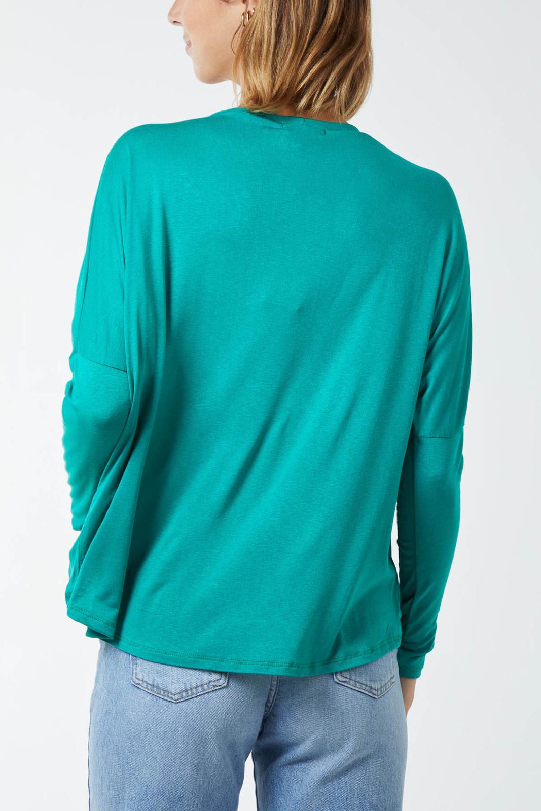 Long sleeve high low top - teal