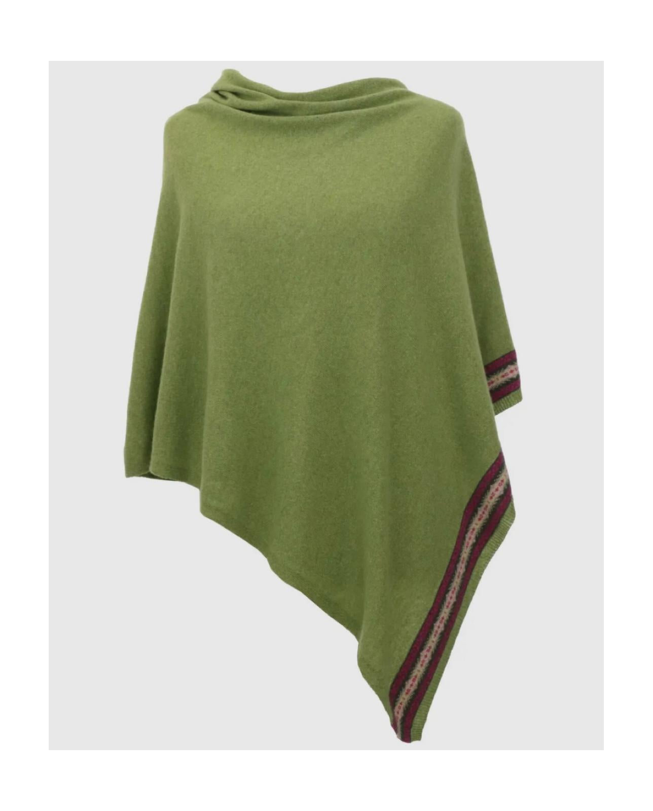 Cashmere blend fairisle poncho - verdant