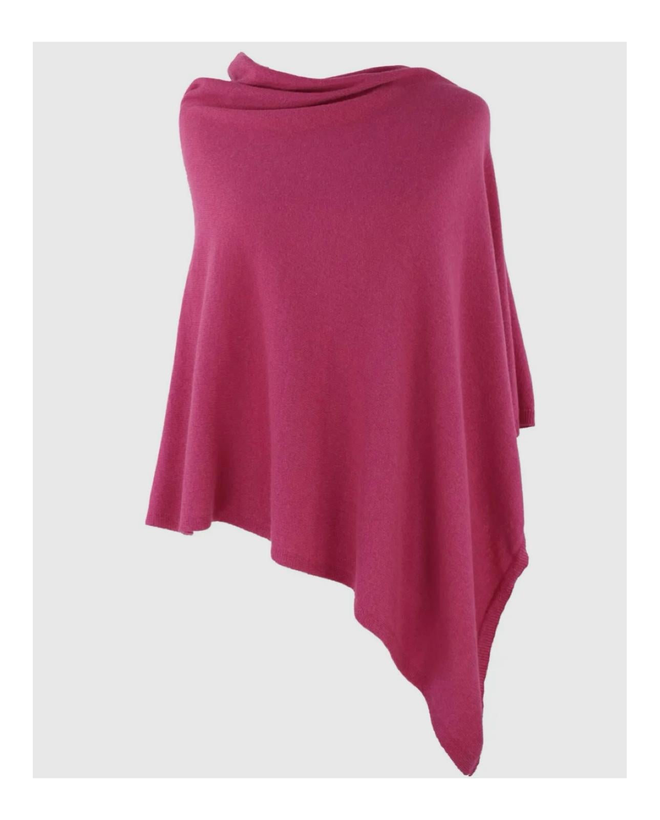 Classic cashmere blend poncho - fuchsia