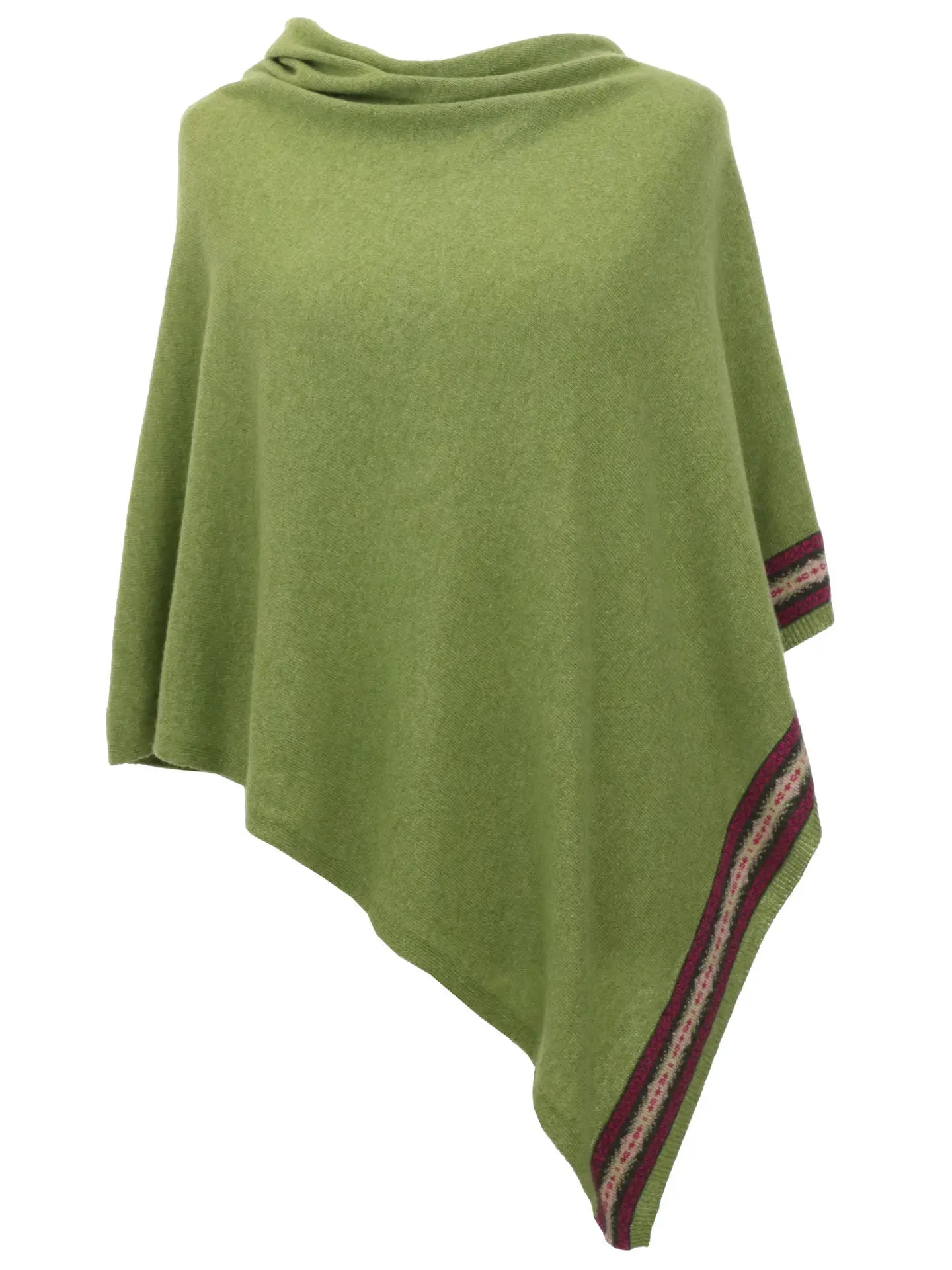 Cashmere blend fairisle poncho - verdant