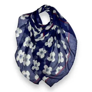 Daisy printed scarf - navy