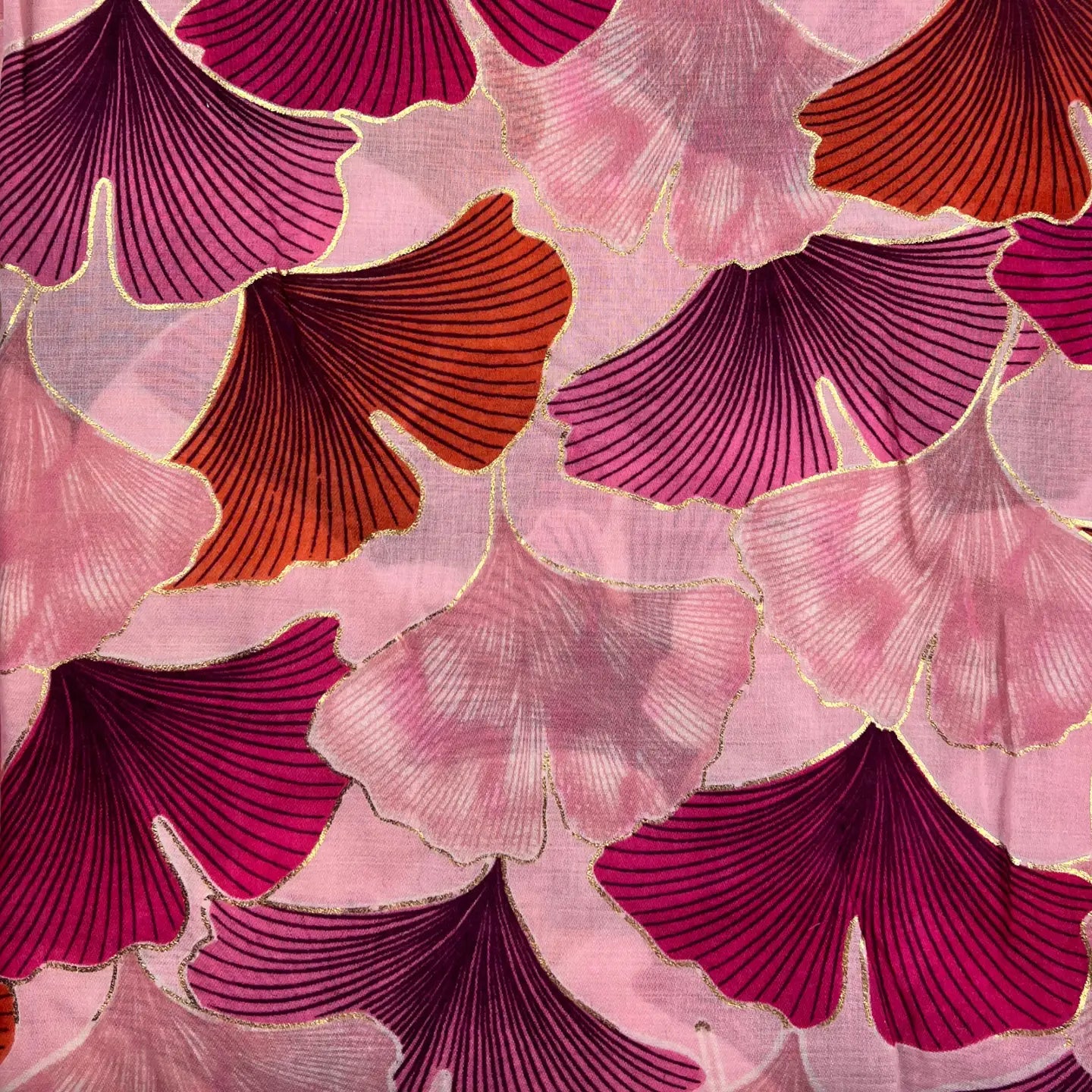 Lotus leaf print scarf - pink