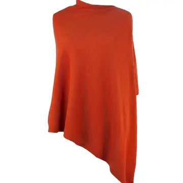 Classic cashmere blend poncho - burnt orange