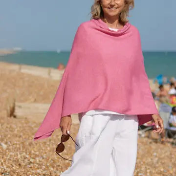 Classic cashmere blend poncho - cashmere rose pink