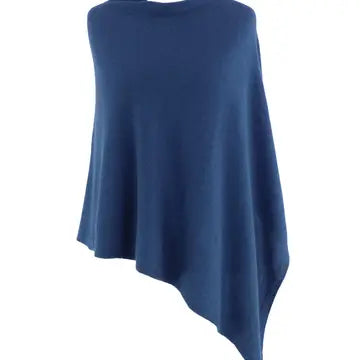 Classic cashmere blend poncho - French navy