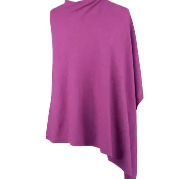 Classic cashmere blend poncho - magenta