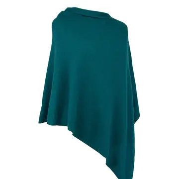 Classic cashmere blend poncho - peacock green