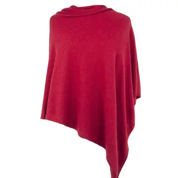 Classic cashmere blend poncho - ruby