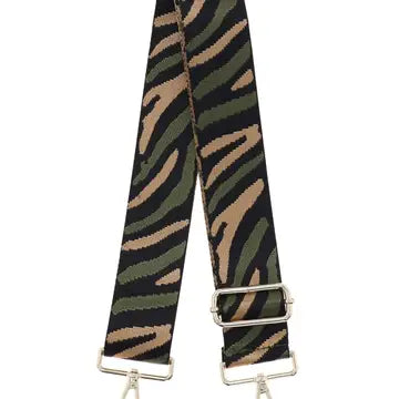 Interchangeable bag strap - khaki and tan zebra