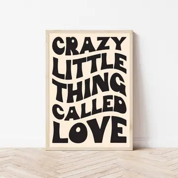 Wall art A4 print - crazy little thing (black & cream)