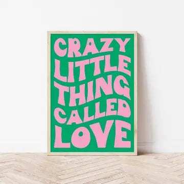 Wall art A4 print - crazy little thing (green & pink)