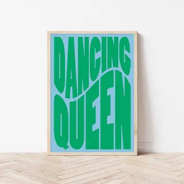 Wall art A4 print - dancing queen (green & blue)