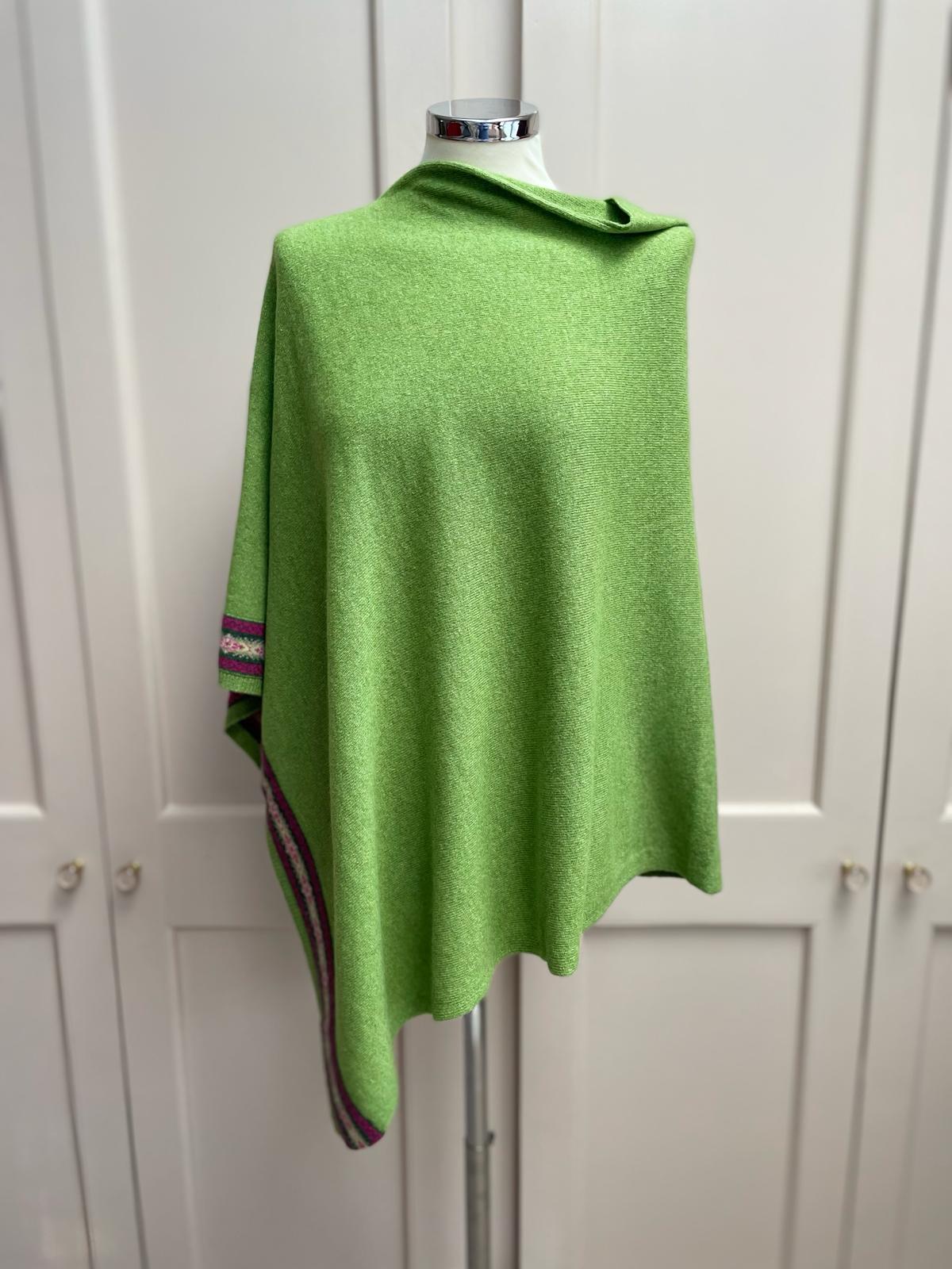 Cashmere blend fairisle poncho - verdant