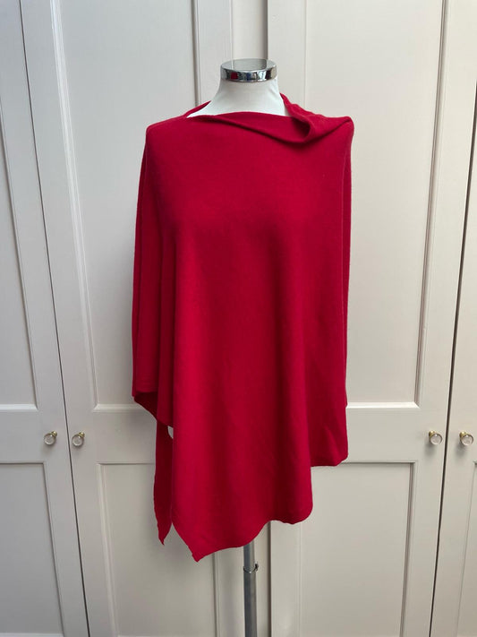 Classic cashmere blend poncho - Venetian red