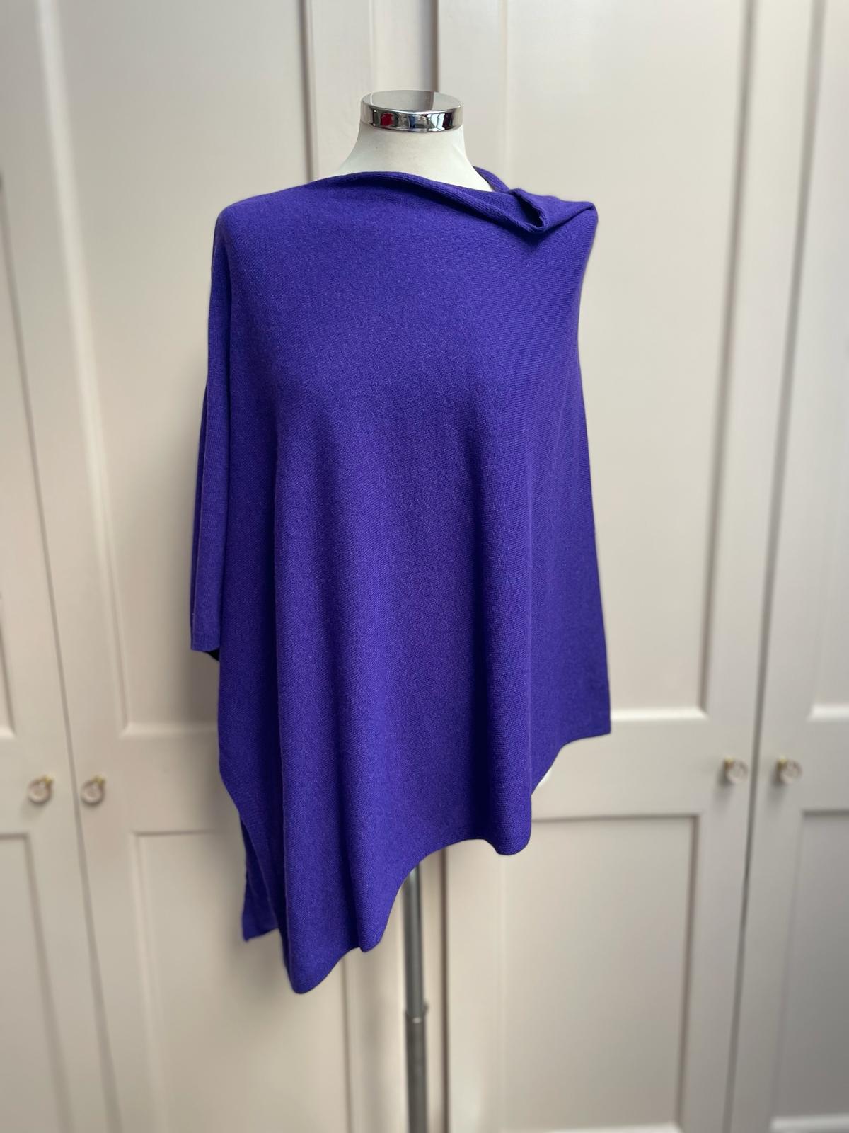 Classic cashmere blend poncho - ultraviolet