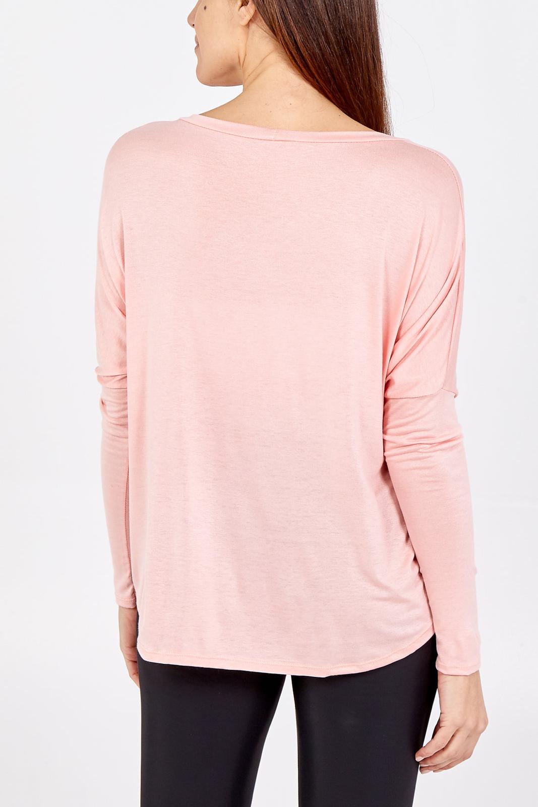 Long sleeve high low top - light pink