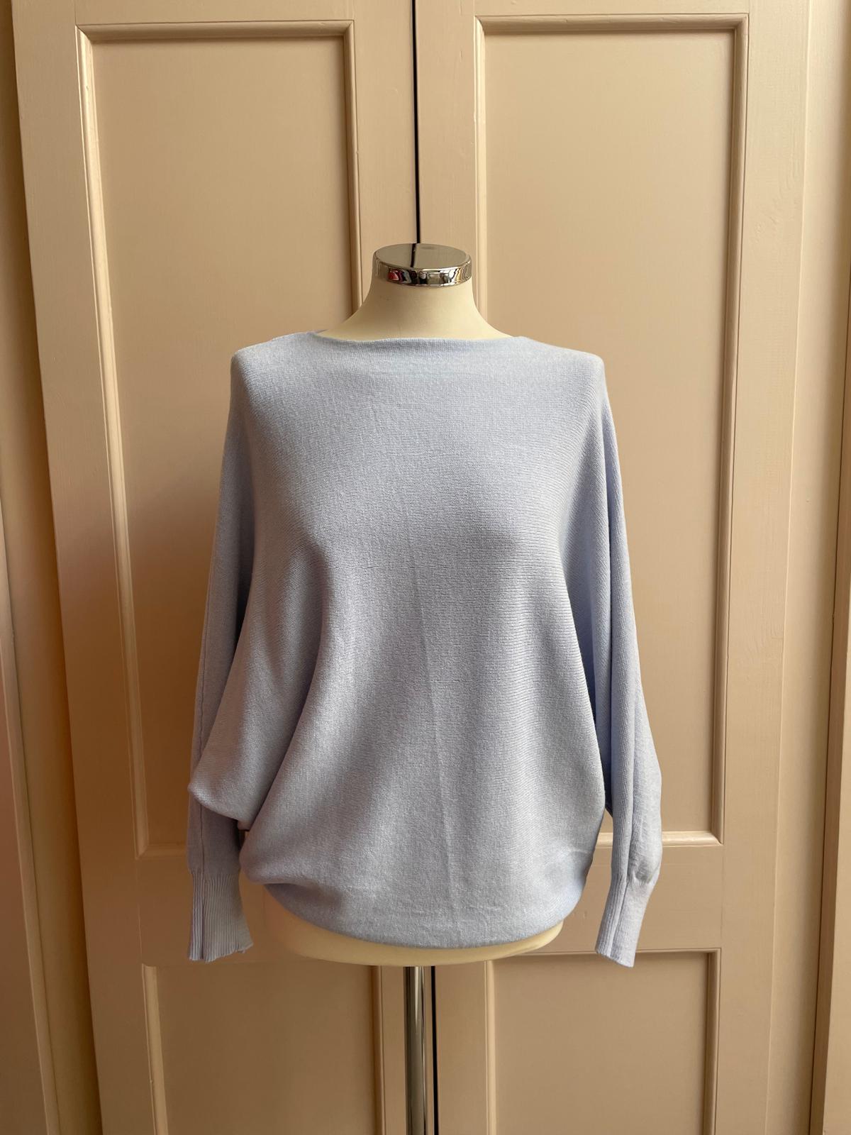 Pearl back button jumper - light blue