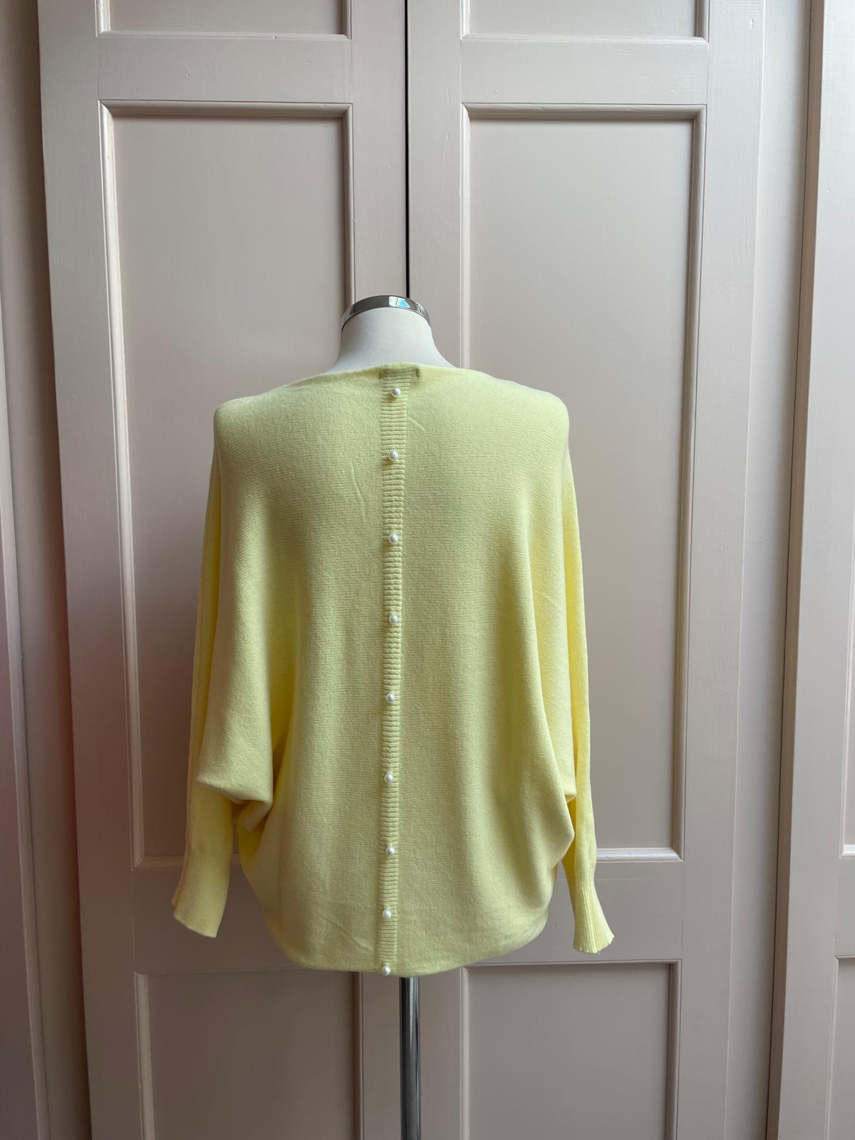 Pearl back button jumper - lemon