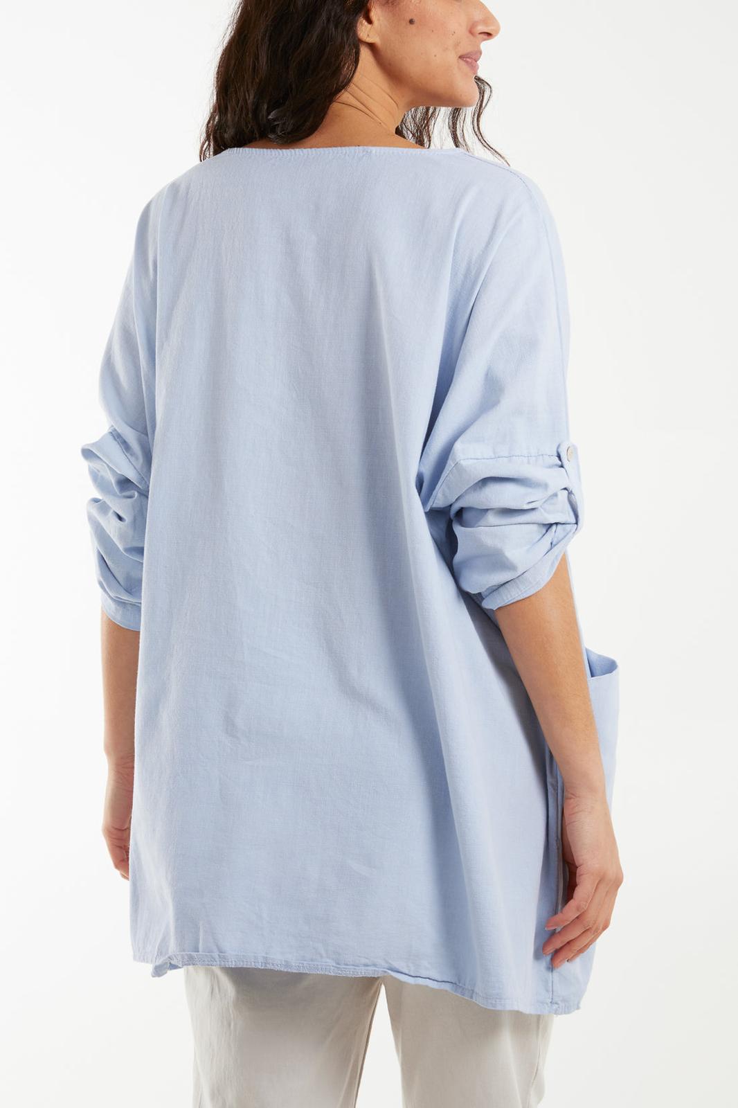 Necklace relaxed fit blouse - light blue