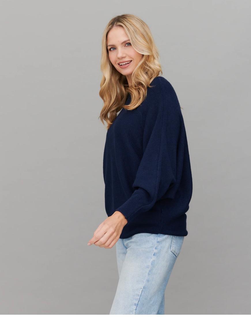 Pearl back button jumper - navy