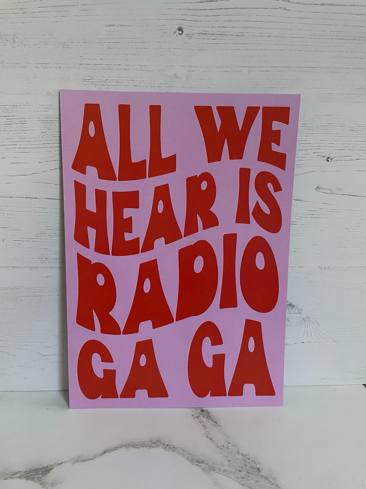 Wall art A4 print - radio ga ga! (pink & orange)