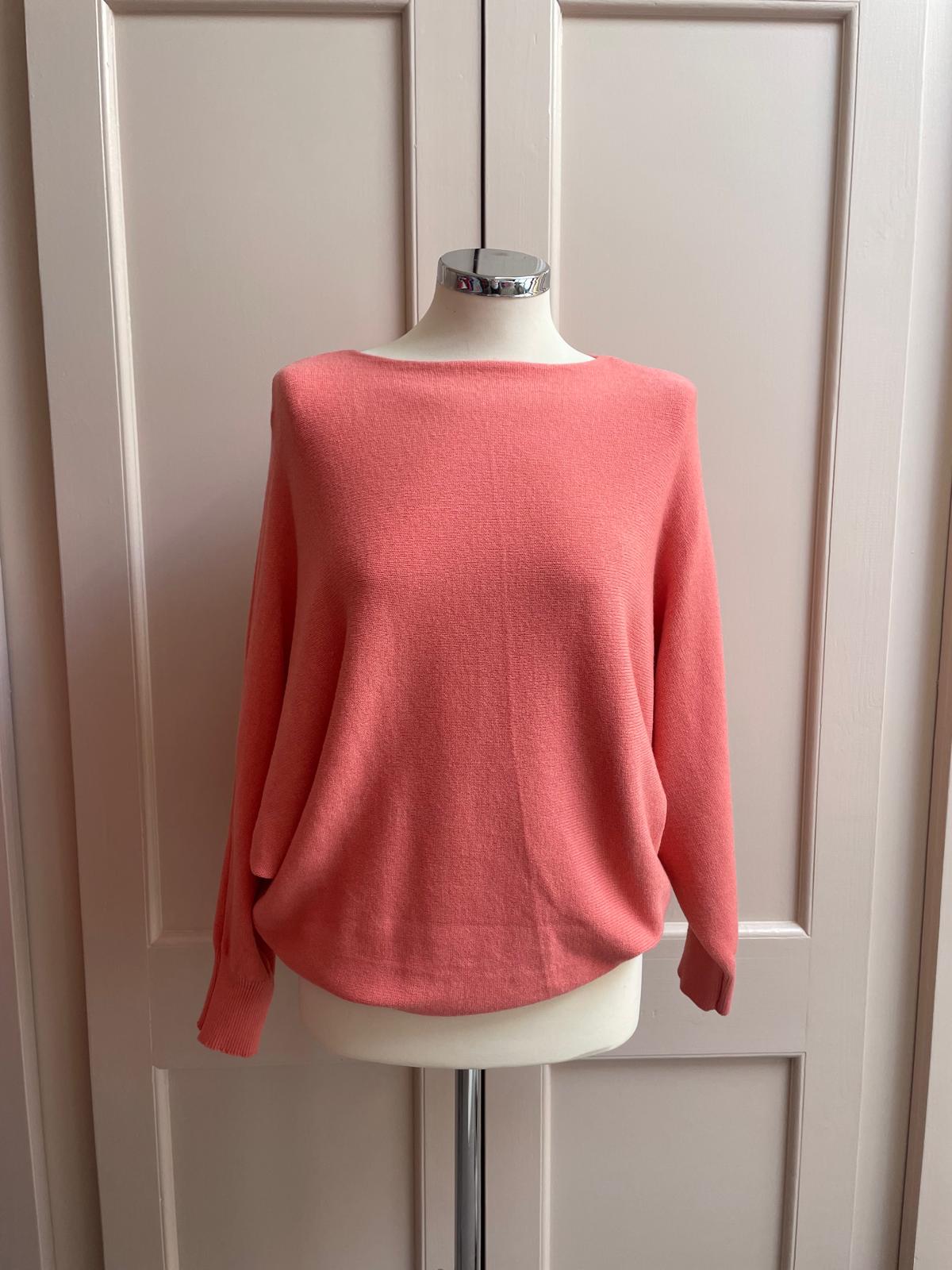 Pearl back button jumper - coral