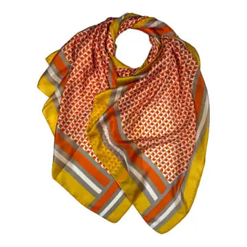 Silk and Viscose mix diamond printed scarf - orange