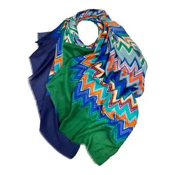 Zigzag colourful scarf - green