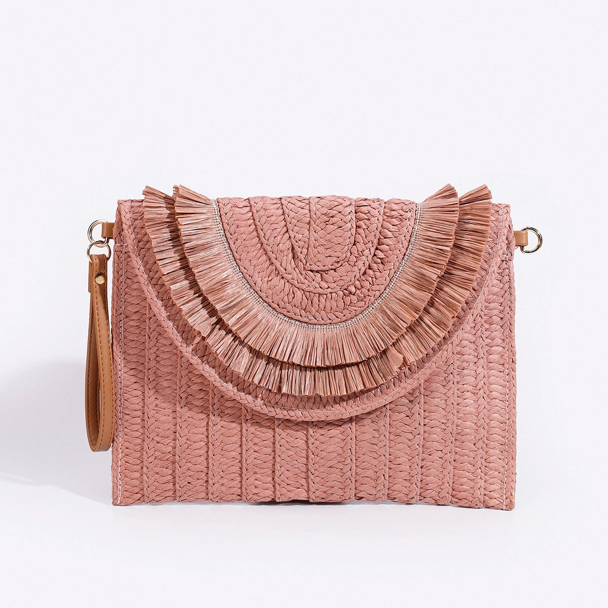 Raffia clutch bag - dusty pink