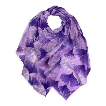 Lotus leaf print scarf - purple