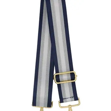 Interchangeable bag strap - navy and silver stripe