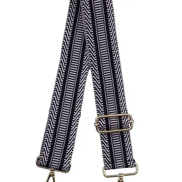 Interchangeable bag strap - navy and white chevron