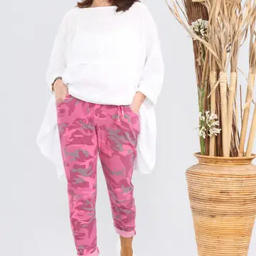 Luxury camouflage print magic trousers - pink