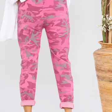 Luxury camouflage print magic trousers - pink