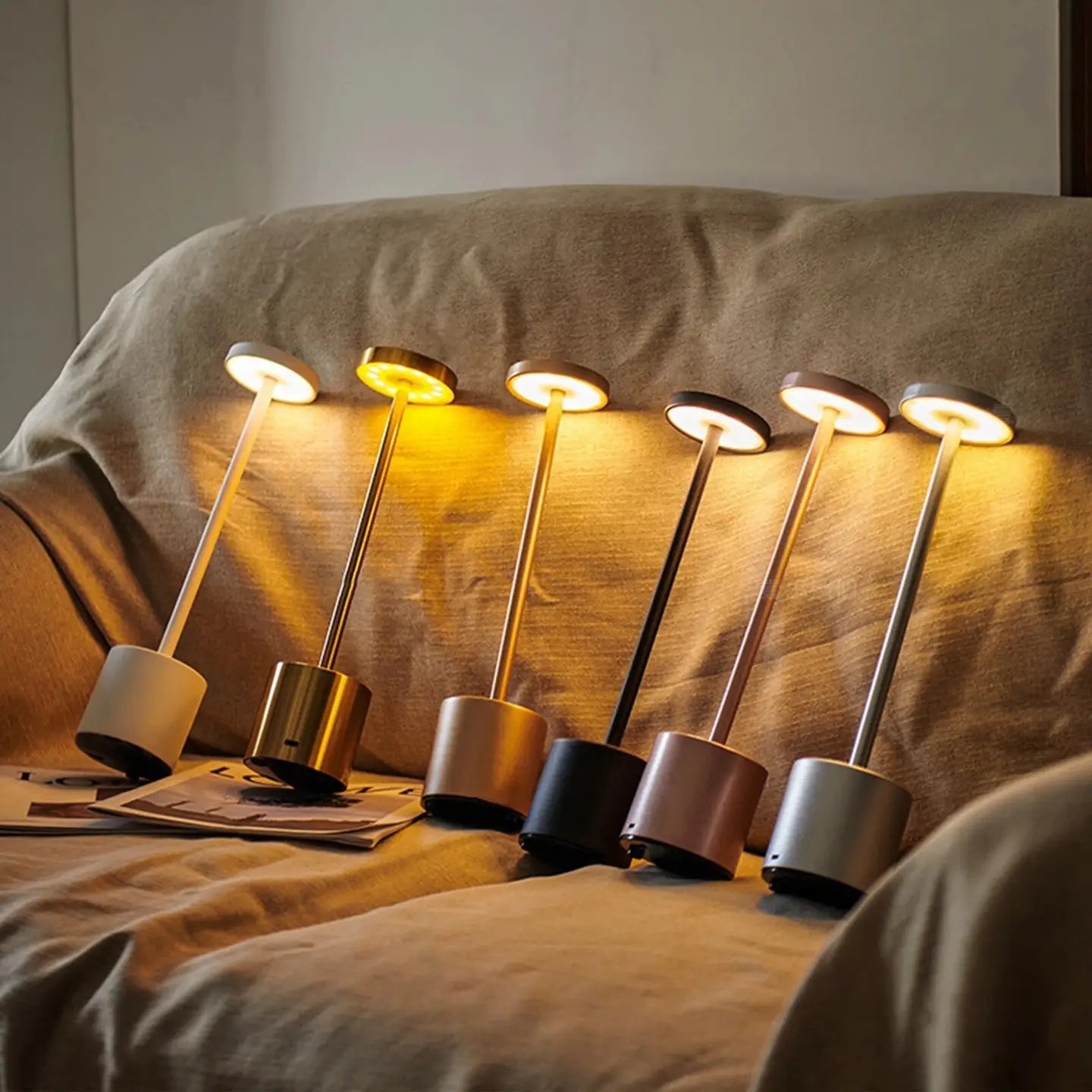 Rechargeable touch sensor LED table lamp - gold