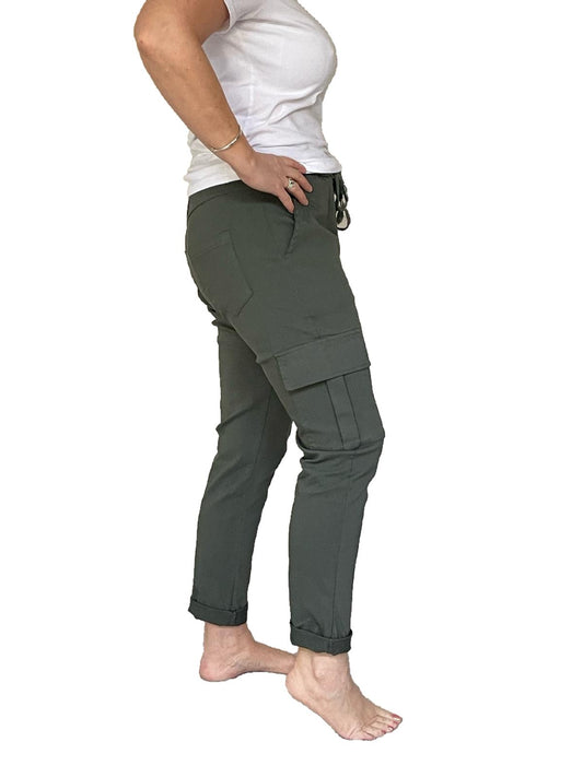 Magic trousers cargo style bi stretch - khaki green