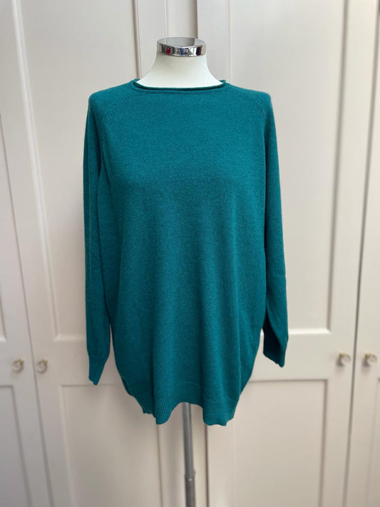 Raglan sleeve cashmere blend jumper - peacock