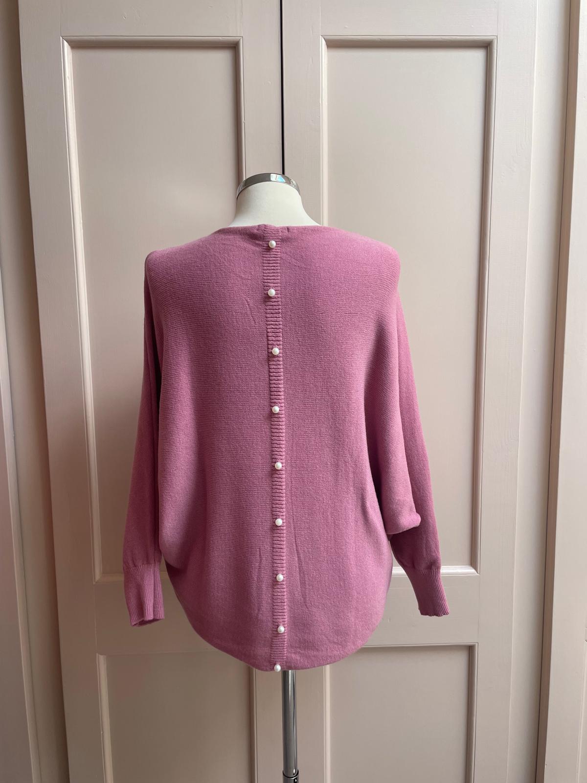 Pearl back button jumper - raspberry