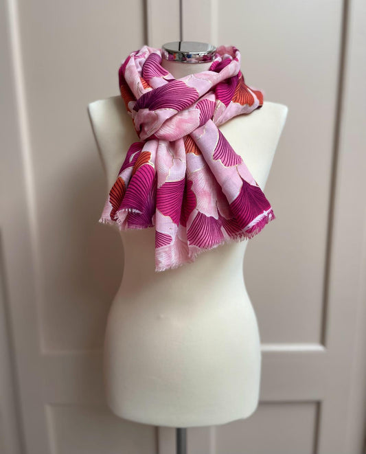Lotus leaf print scarf - pink