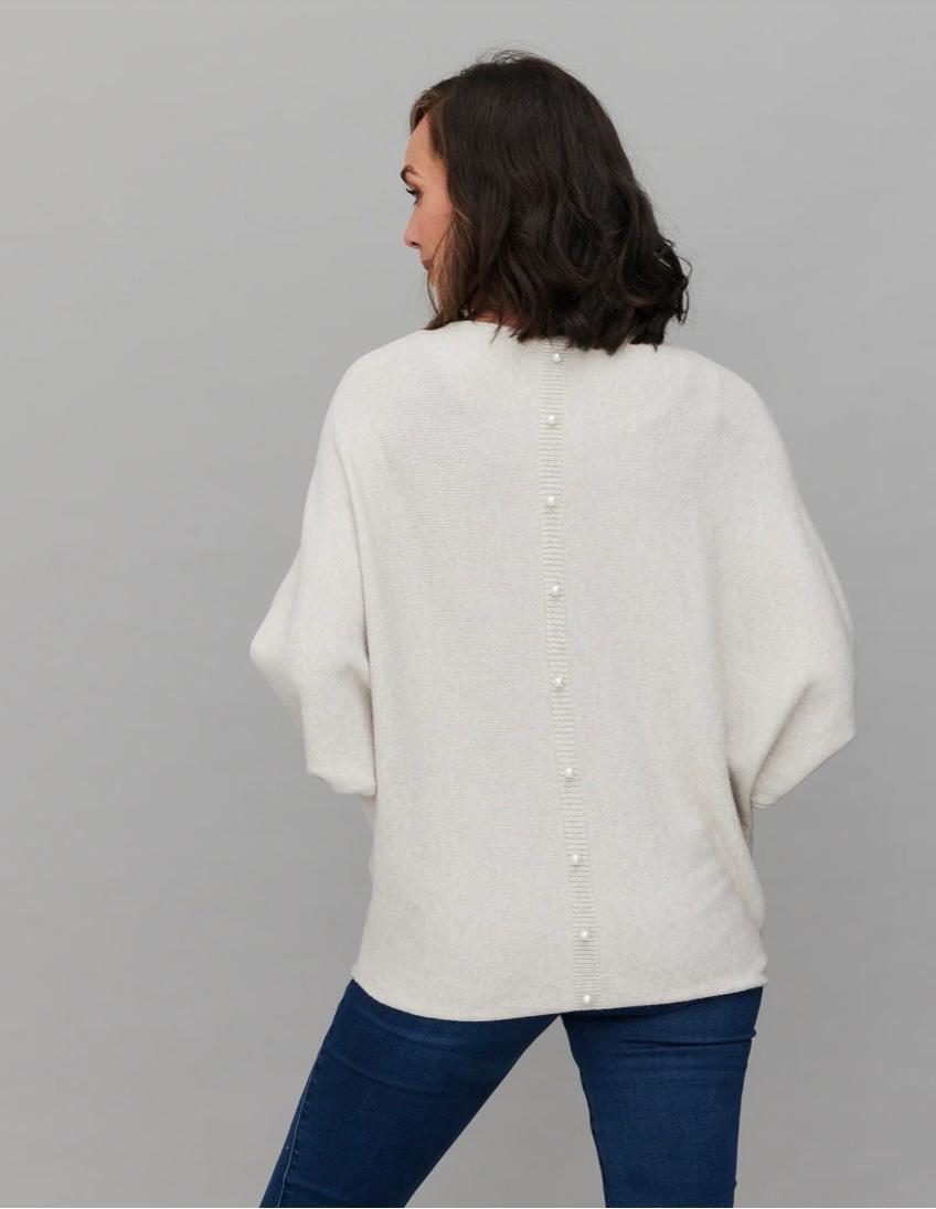 Pearl back button jumper - cream